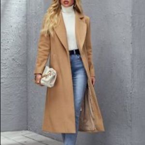 SHEIN Long Camel Coat